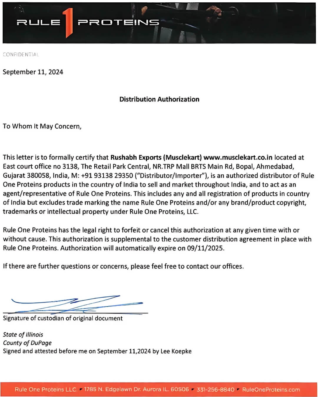 Distribution Authorization - Rule 1 for MuscleKart 